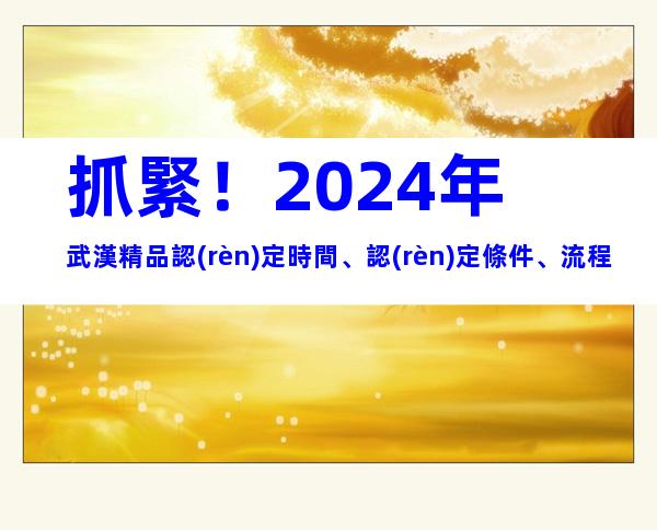 抓緊！2024年武漢精品認(rèn)定時間、認(rèn)定條件、流程